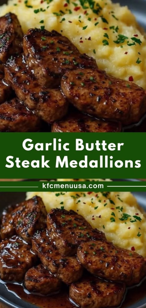 Garlic Butter Steak Medallions with Creamy Mashed Potatoes