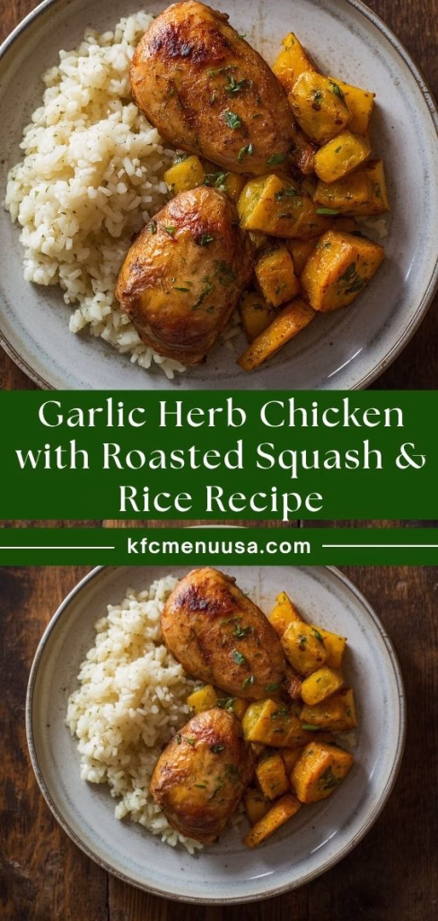 Garlic Herb Chicken with Roasted Squash & Rice Recipe