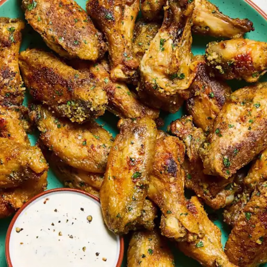 Garlic Parmesan Oven-Roasted Wings with Parsley