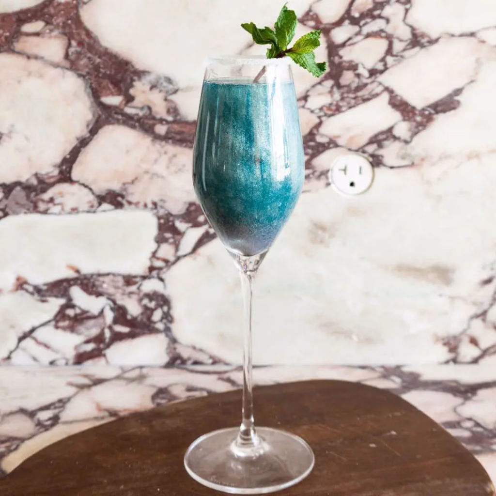 Glittery Blue Lagoon Cocktail