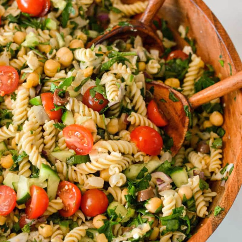 Greek Chickpea Pasta Salad