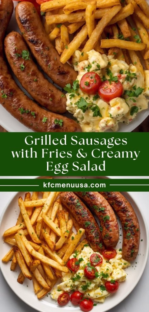 Grilled Sausages with Fries & Creamy Egg Salad Recipe