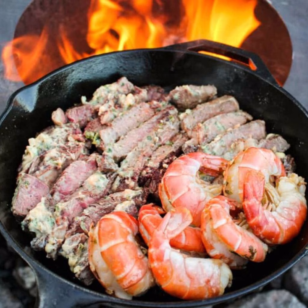 Grilled Steak & Shrimp with Garlic Herb Butter