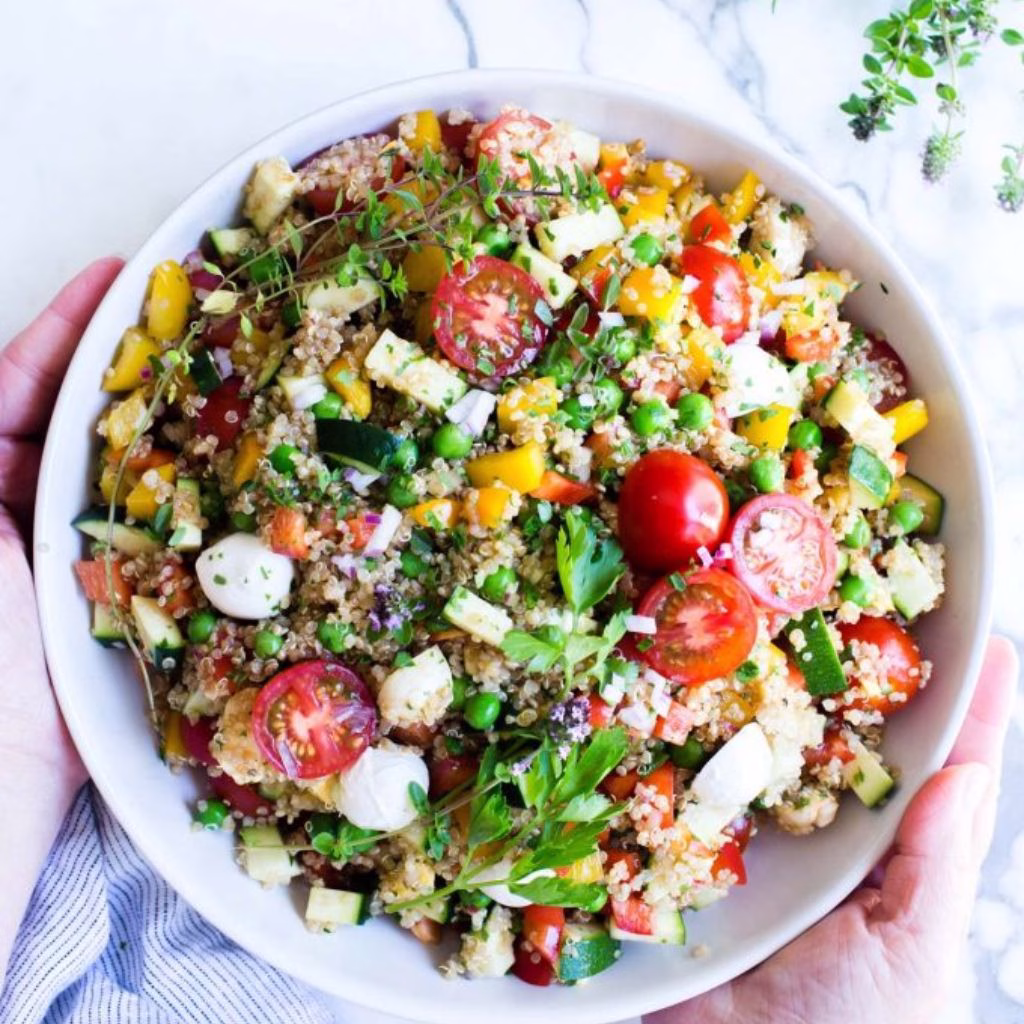 Healthy Quinoa Vegetable Salad with Mozzarella