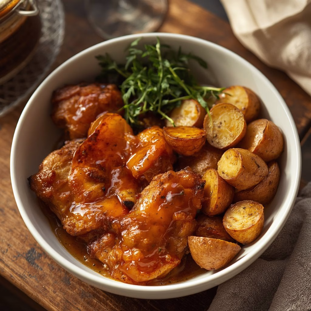 Honey Garlic Chicken & Roasted Potatoes Bowl Recipe