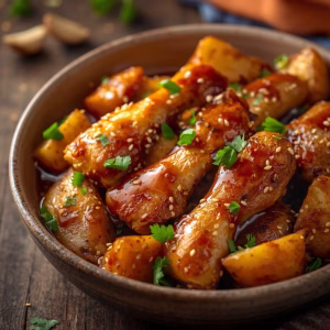 Honey Garlic Chicken & Roasted Potatoes Bowl Recipe