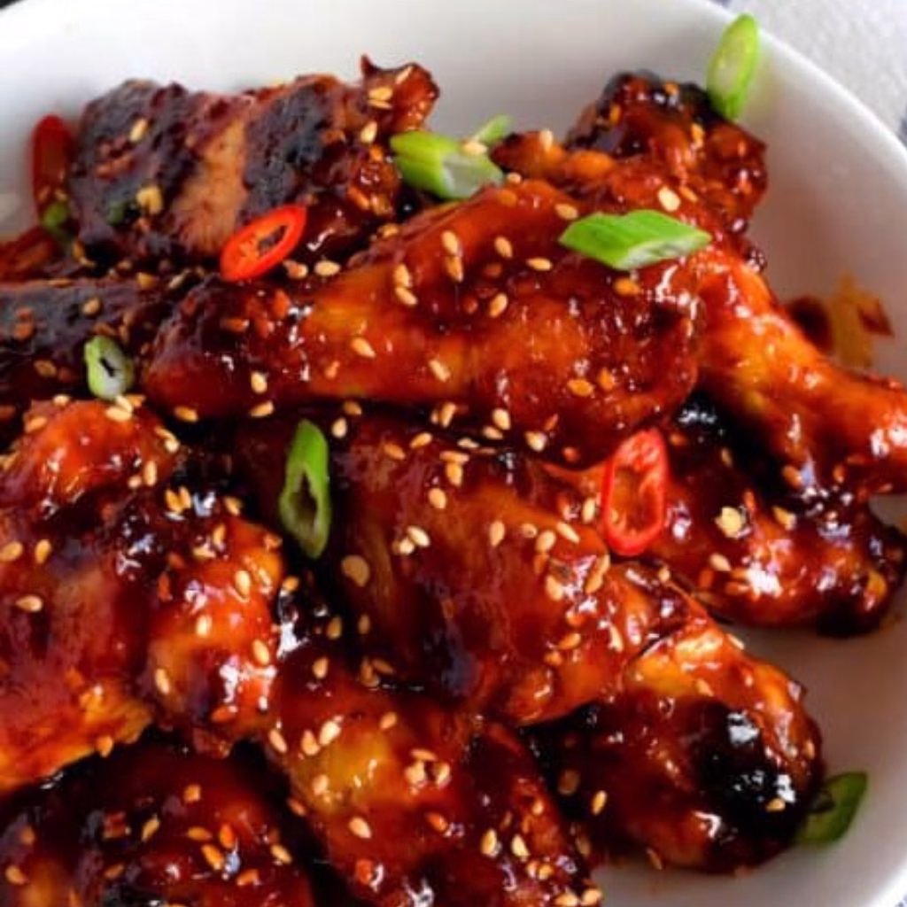 Korean Gochujang Glazed Wings with Scallions