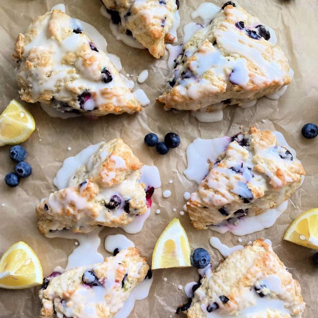 Lemon Glazed Blueberry Scones