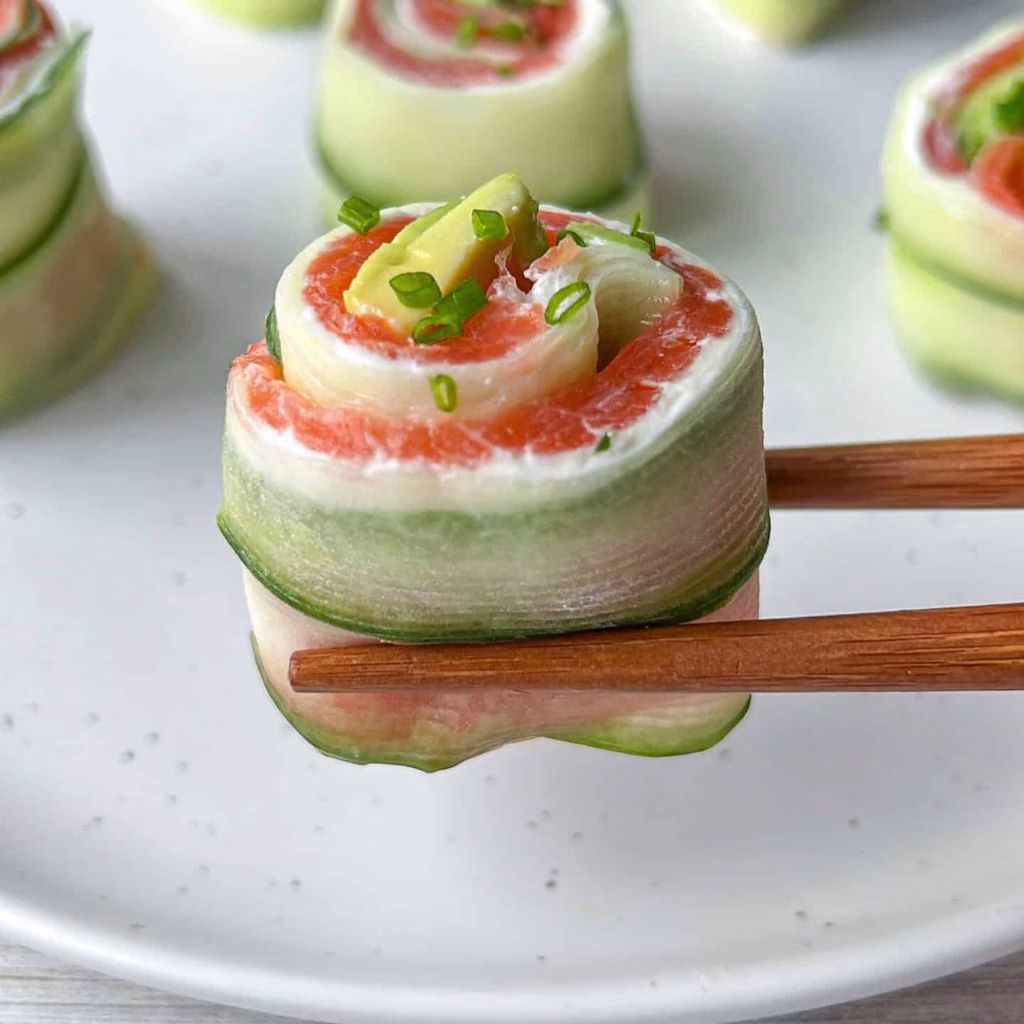 Light and Fresh Salmon Cucumber Roll-Ups