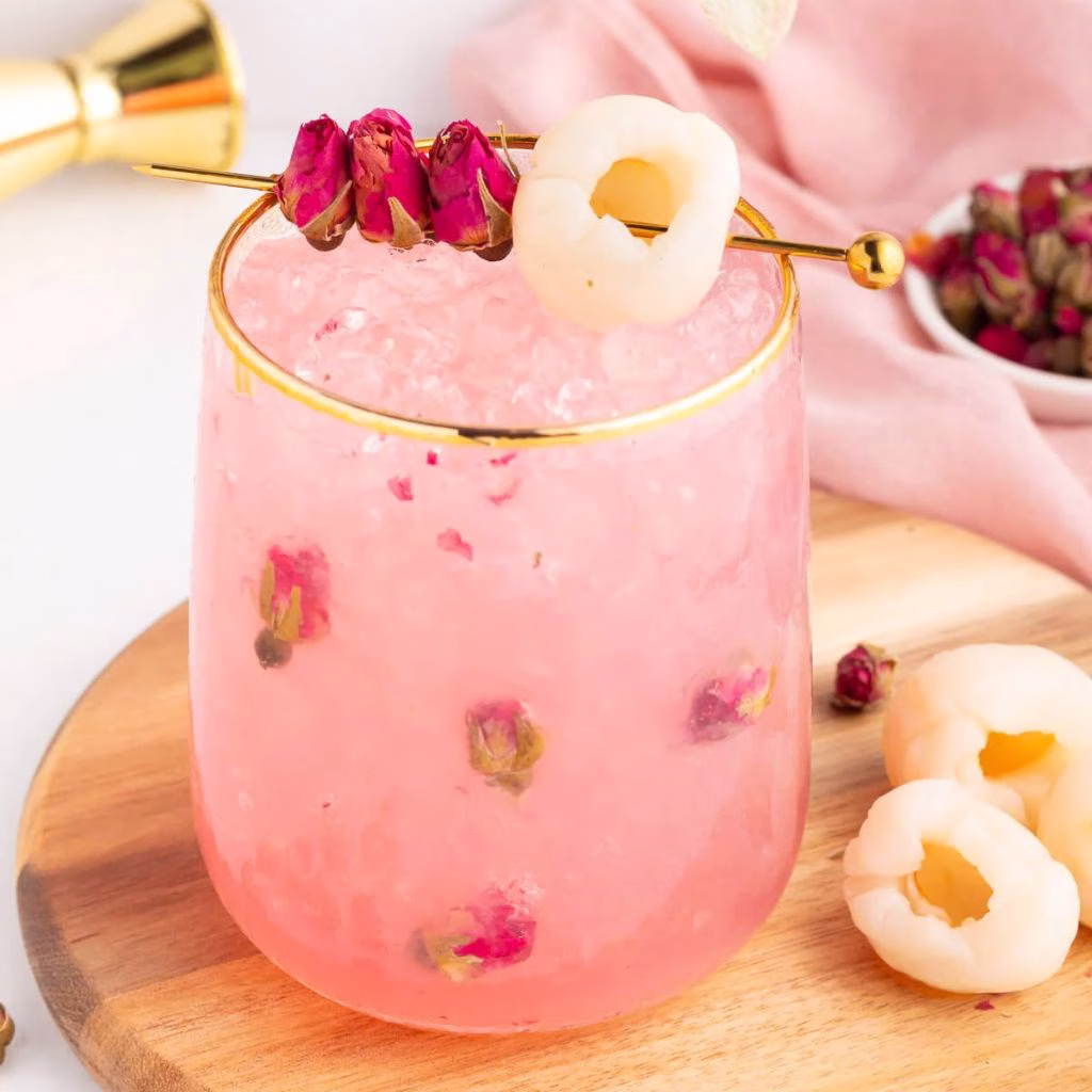 Lychee Rose Sparkling Mocktail