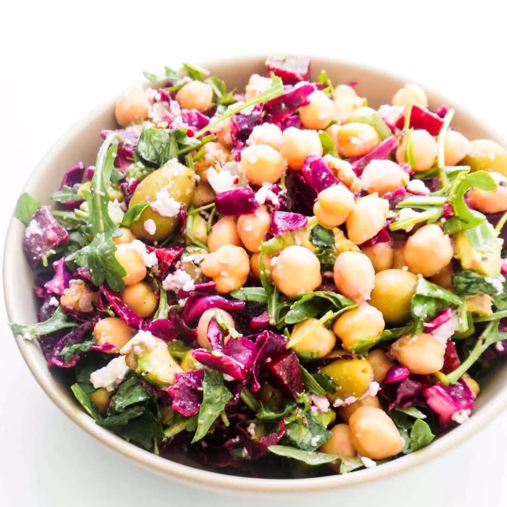 Mediterranean Beets Cabbage and Chickpea Salad