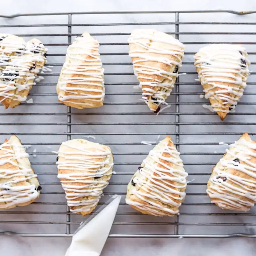 Mini Blueberry Scone Bites with Vanilla Bean Glaze