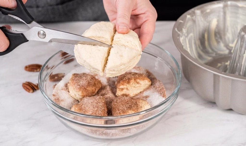 Cut and Coat the Biscuit Dough