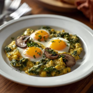 Mushroom-Spinach Scrambled Eggs Recipe
