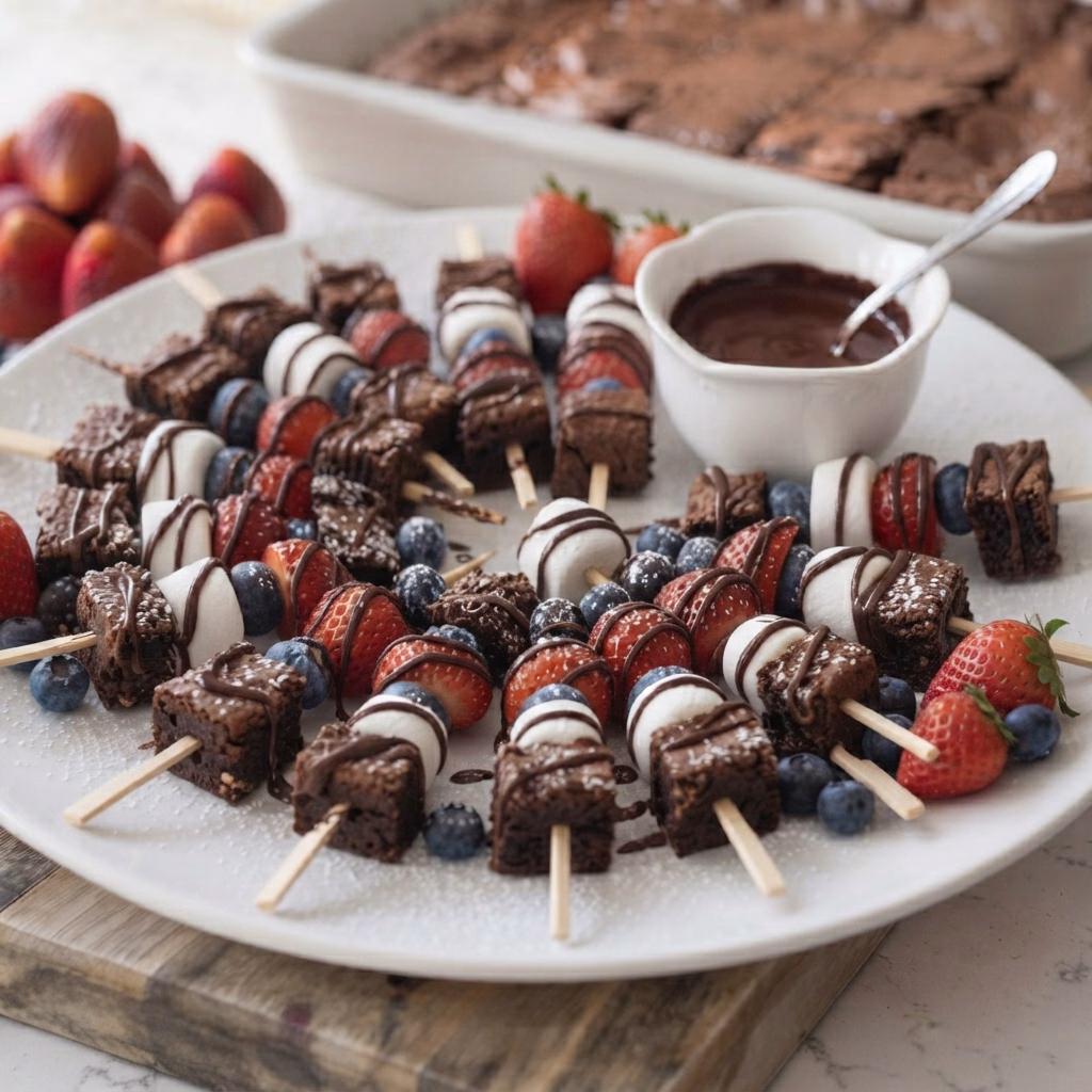 No-Bake Brownie Fruit Kebabs Recipe