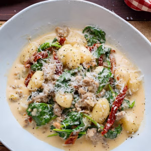 One Pan Creamy Tuscan Sausage Gnocchi Recipe