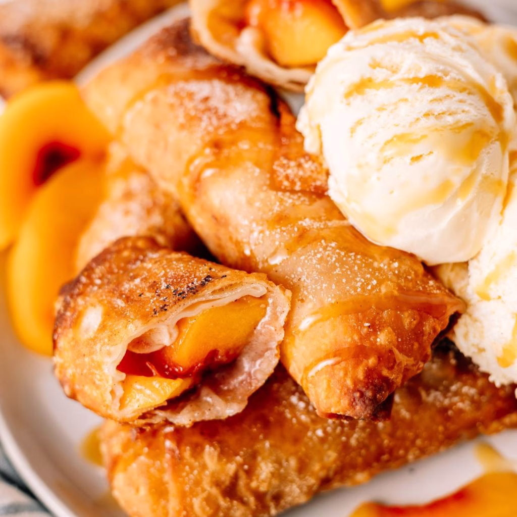 Peach Cobbler Egg Rolls