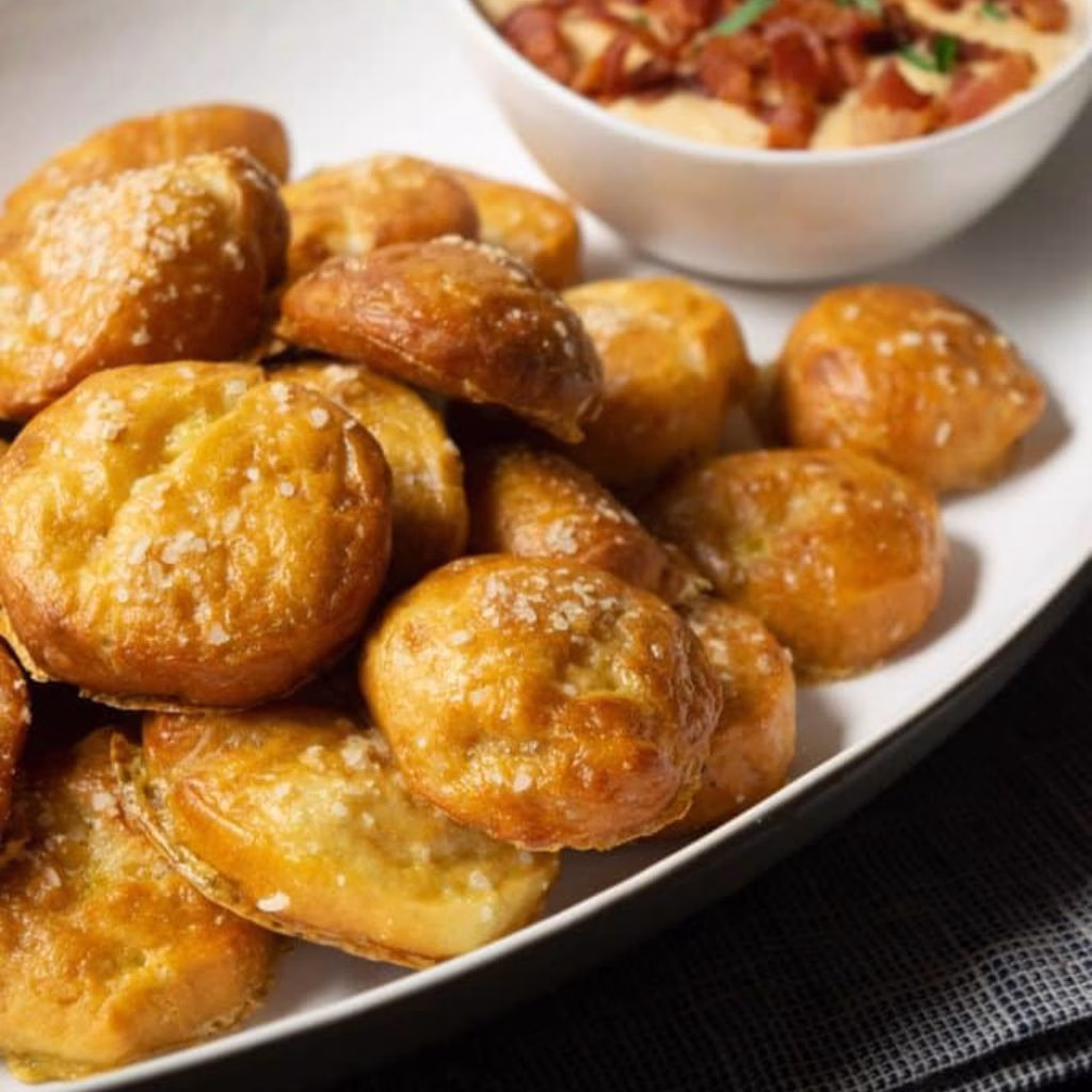 Pizza Dough Soft Pretzel Bites with Beer Cheese