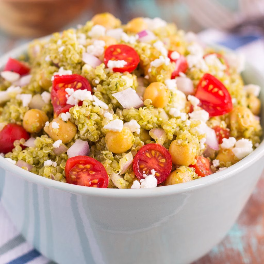 Quinoa and Chickpea Pesto Salad