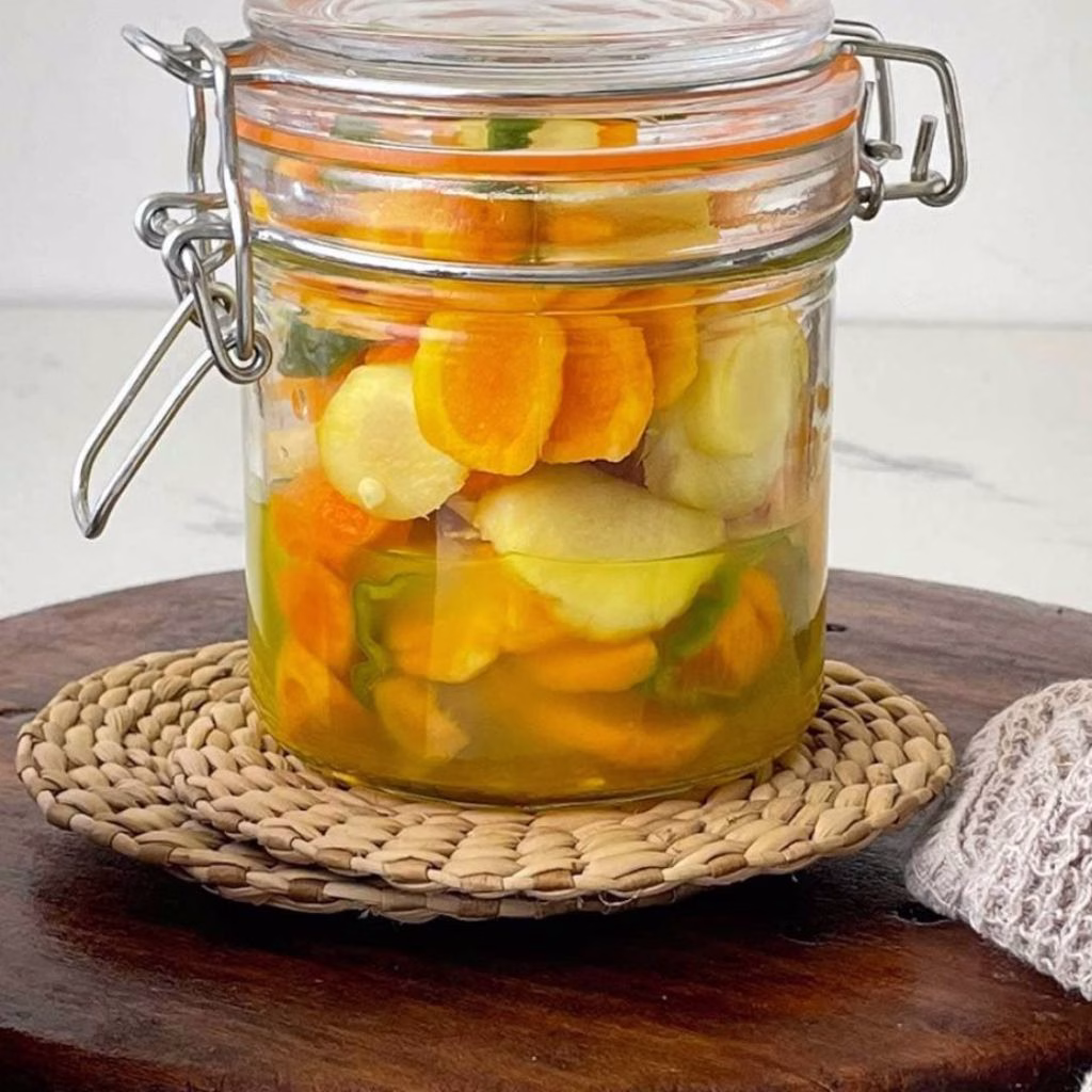 Refrigerator Pickles with Turmeric and Ginger