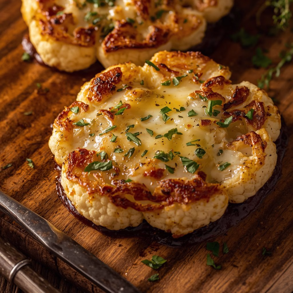 Savory Cauliflower Steaks with Cheese Recipe