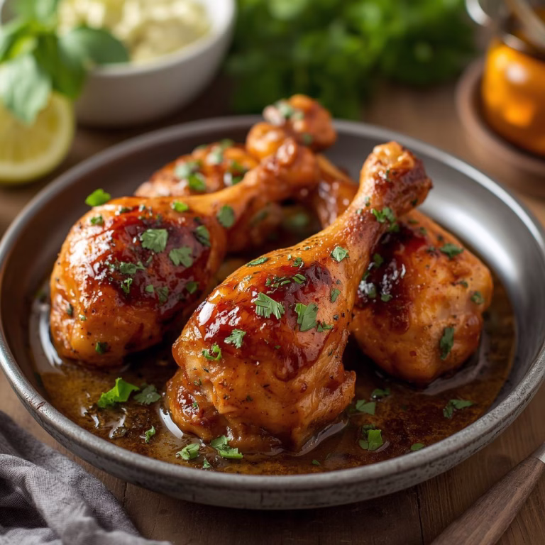 Sticky Garlic Butter Baked Chicken Drumsticks Recipe