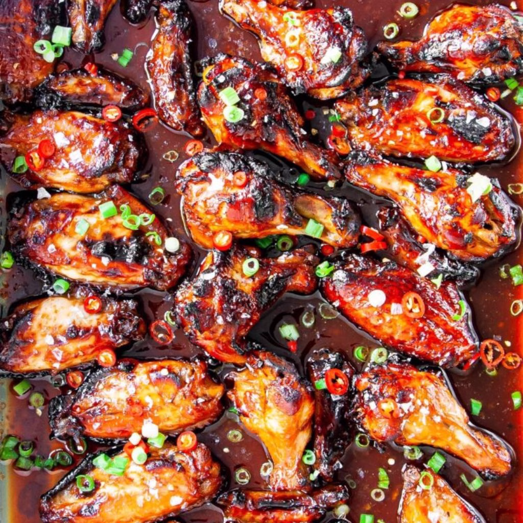 Sticky Honey Garlic Wings with Soy and Sesame