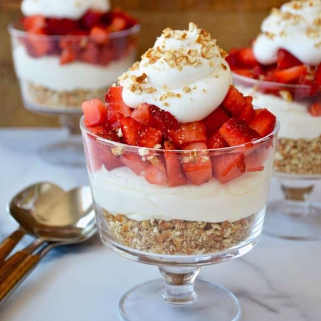  Strawberry Pretzel Salad Cups