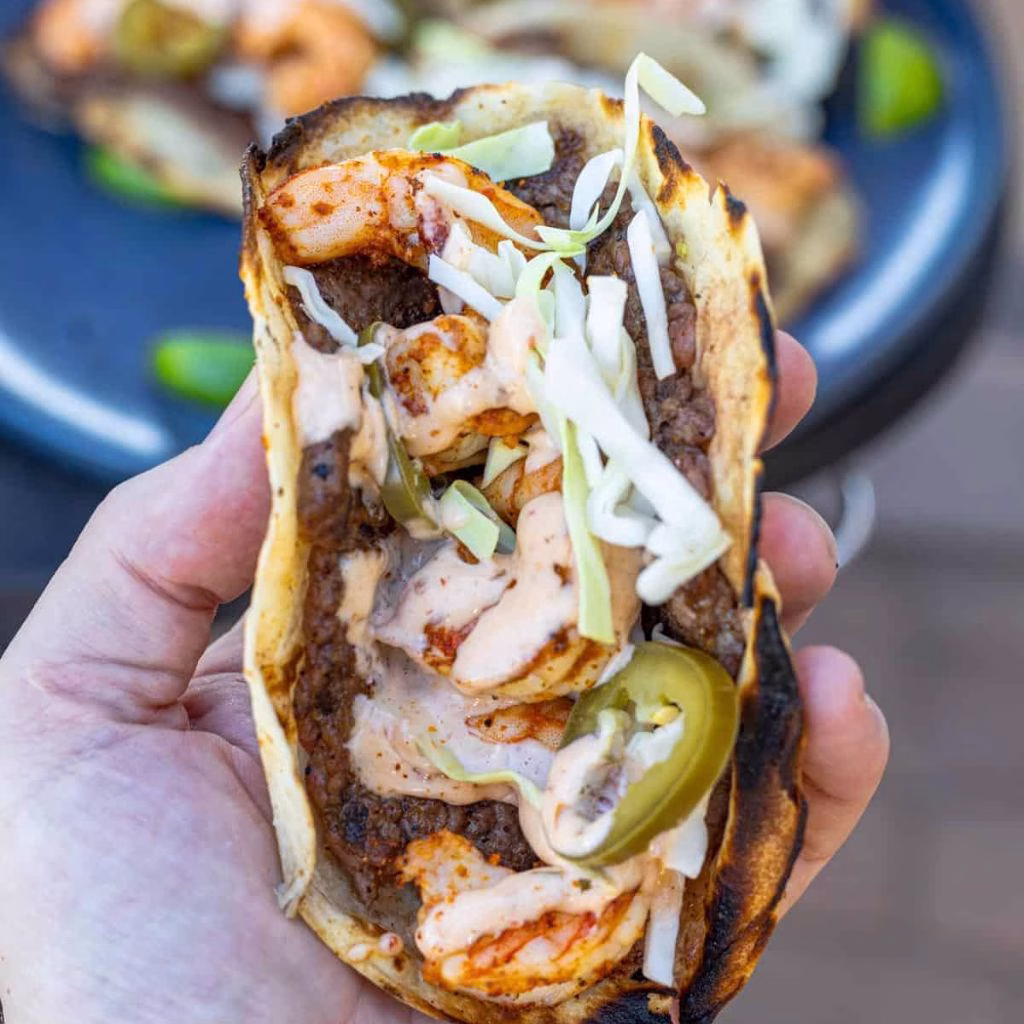 Surf and Turf Smashburger Tacos