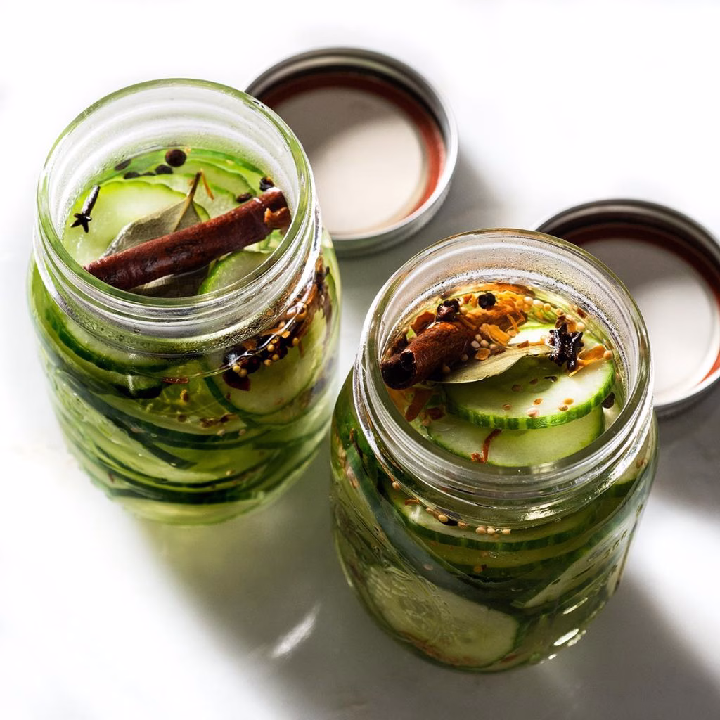 Sweet Refrigerator Pickles with Cinnamon