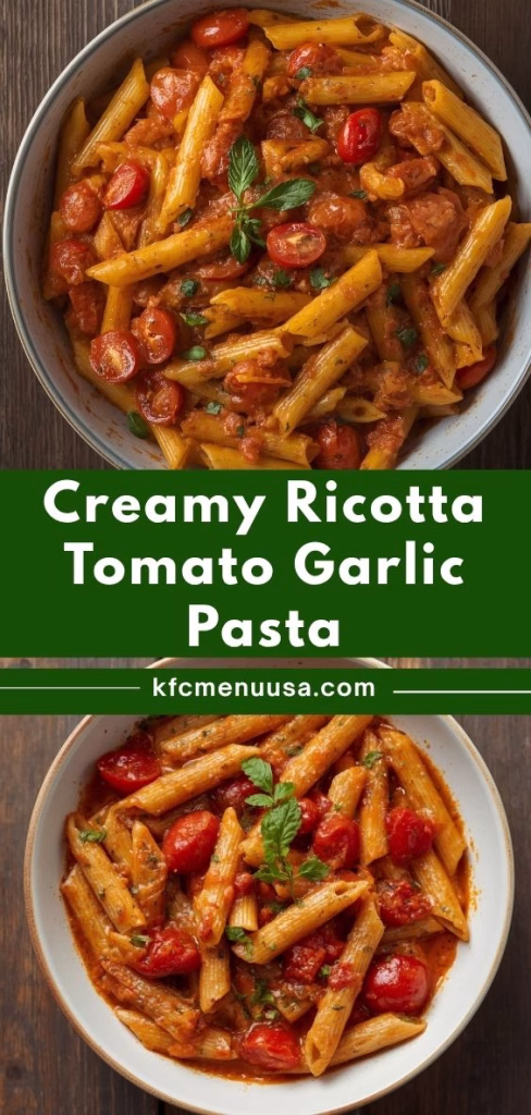 Creamy Ricotta Tomato Garlic Pasta Recipe