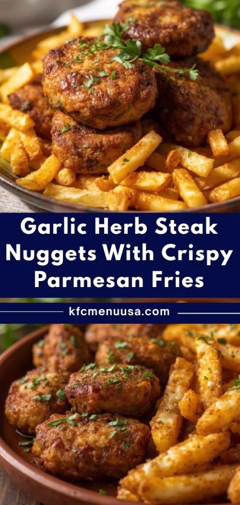 Garlic Herb Steak Nuggets & Crispy Parmesan Fries Recipe