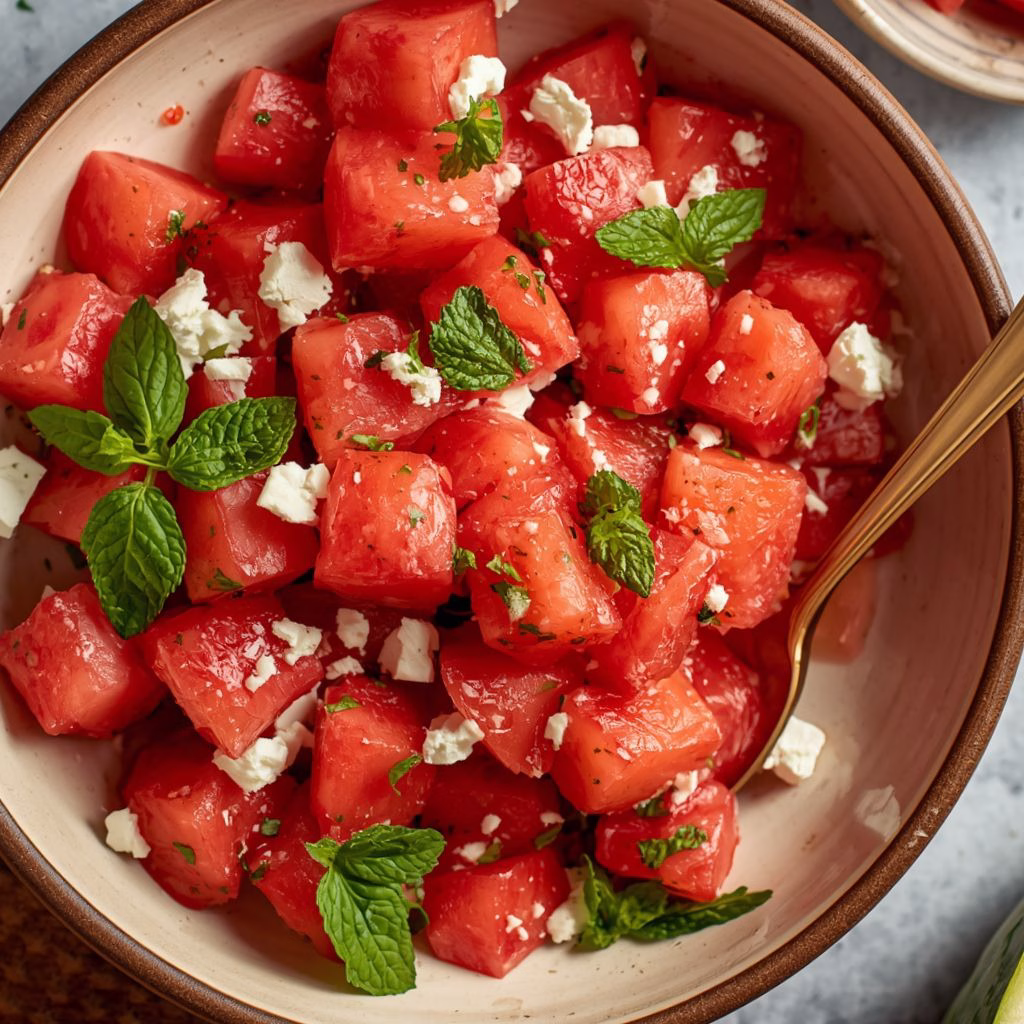 Watermelon Feta Mint Salad Recipe