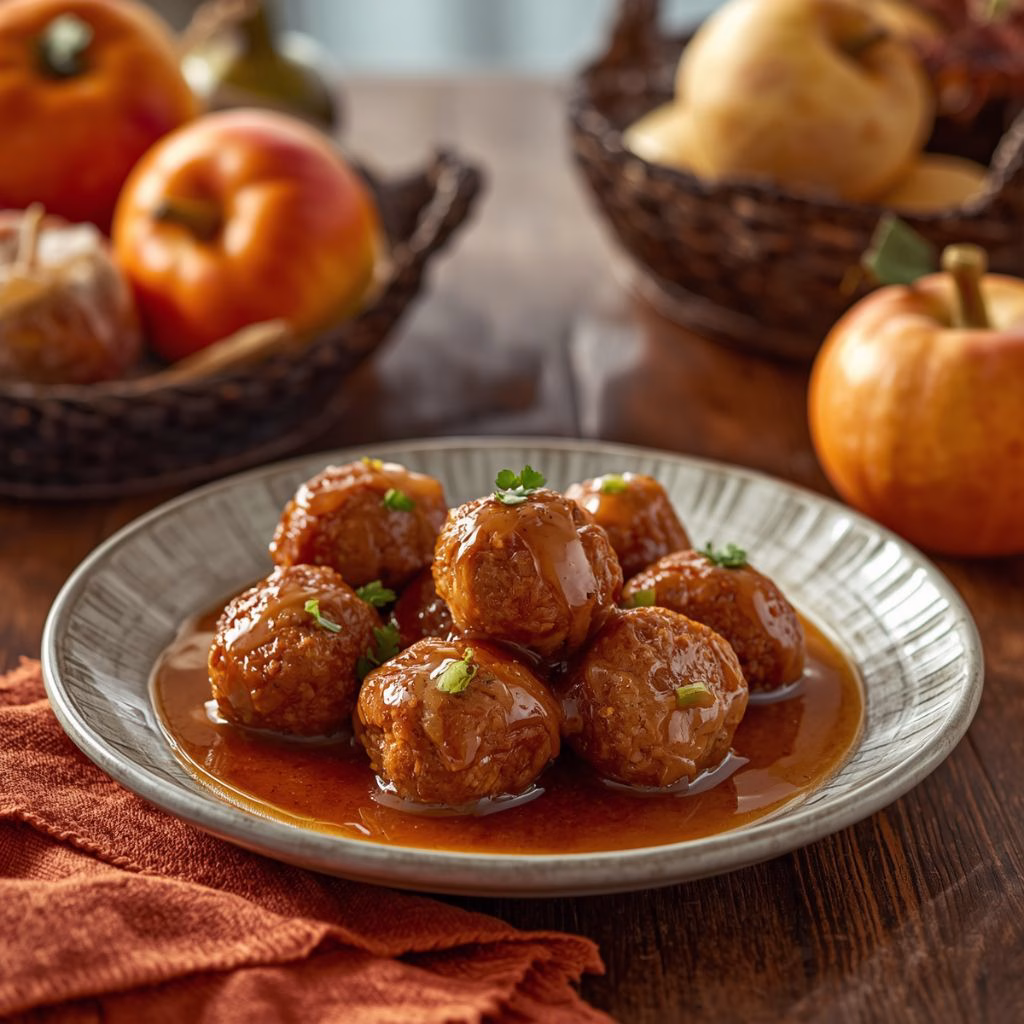 Slow Cooker Apple Butter Chicken Meatballs