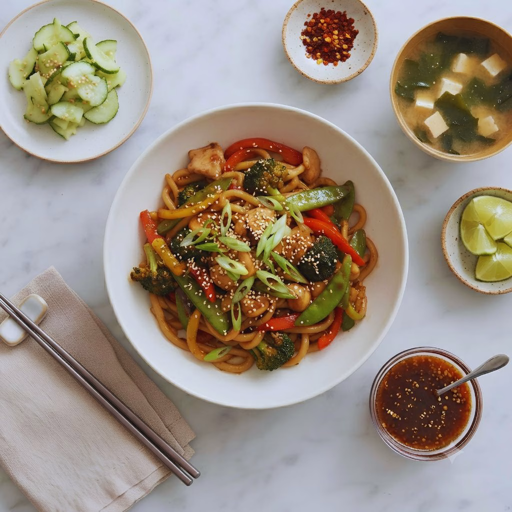 Asian-Style Chicken Noodles with Sesame and Green Onions Recipe