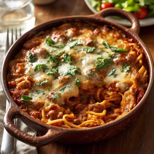 Bake Cheesy Beef Spaghetti Recipe