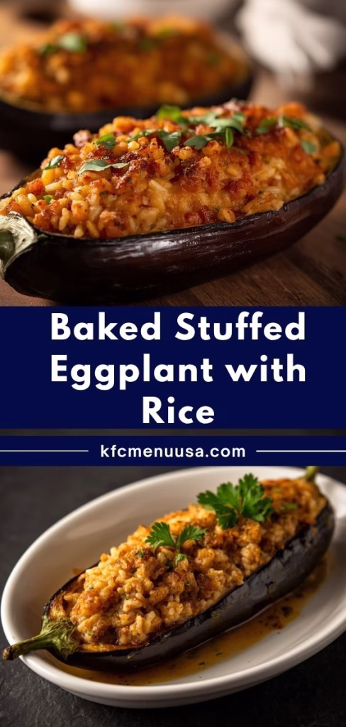 Baked Stuffed Eggplant with Rice Recipe
