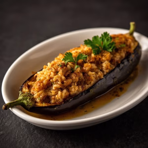Baked Stuffed Eggplant with Rice Recipe