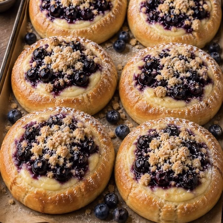 Blueberry Custard Crumble Buns Recipe