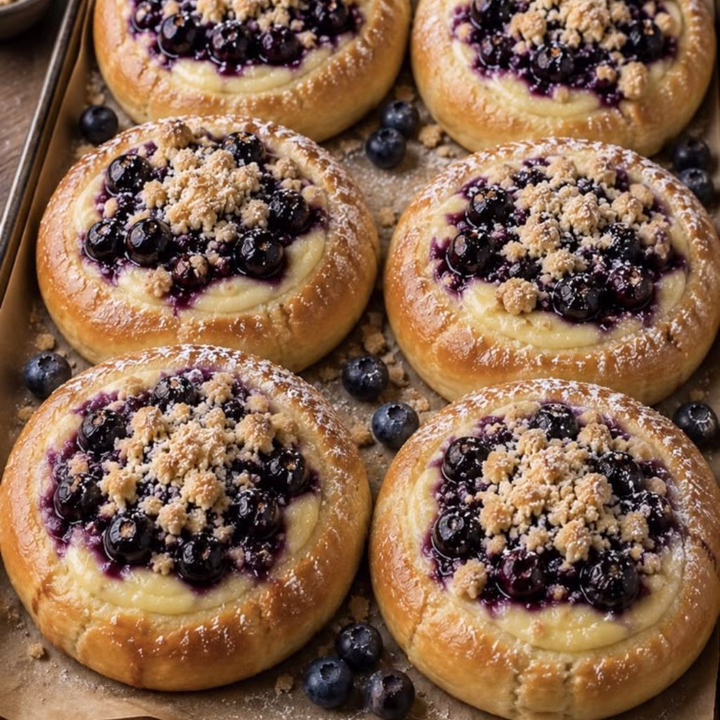 Blueberry Custard Crumble Buns Recipe