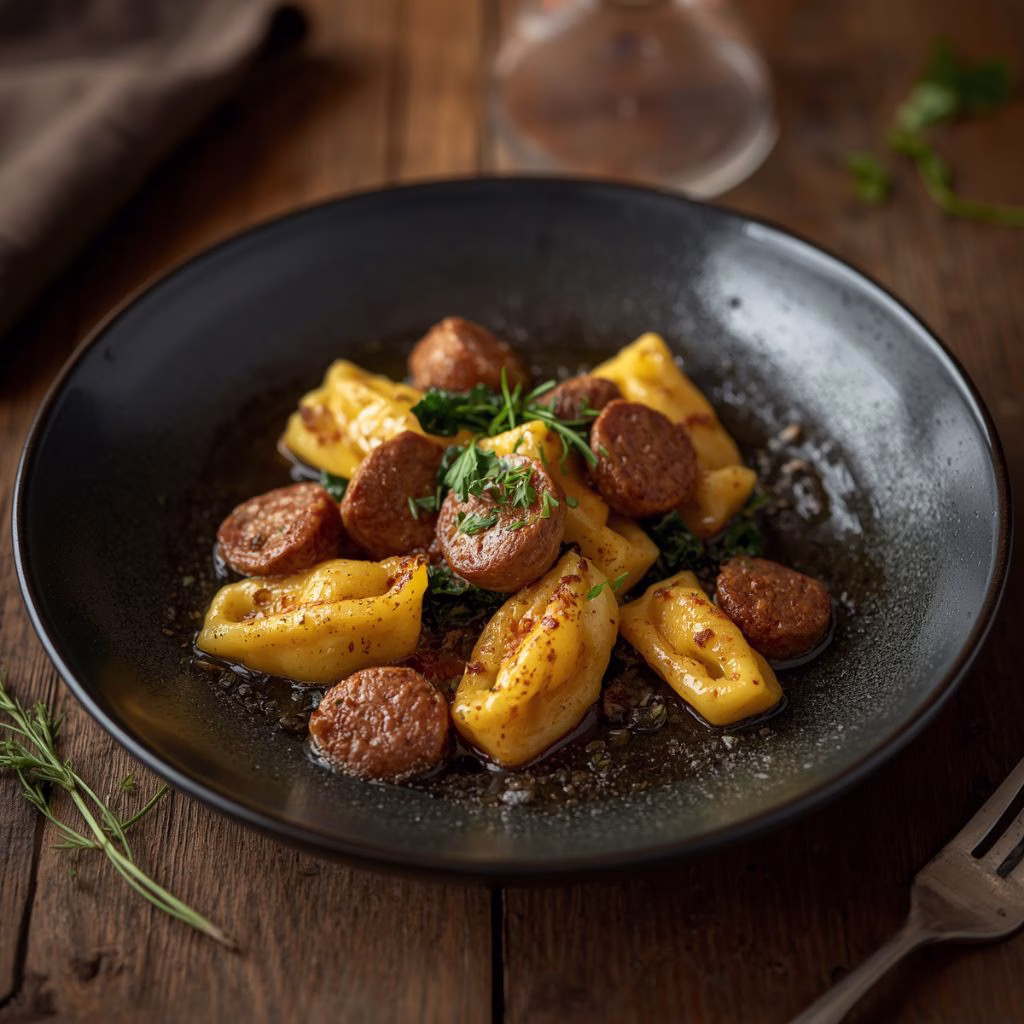Brown Butter Tortellini with Sausage & Kale