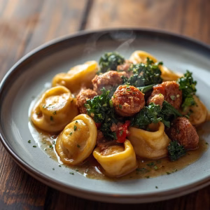 Brown Butter Tortellini with Sausage & Kale