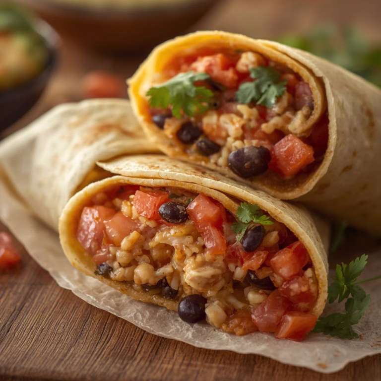 Chicken Burritos with Rice and Beans Recipe