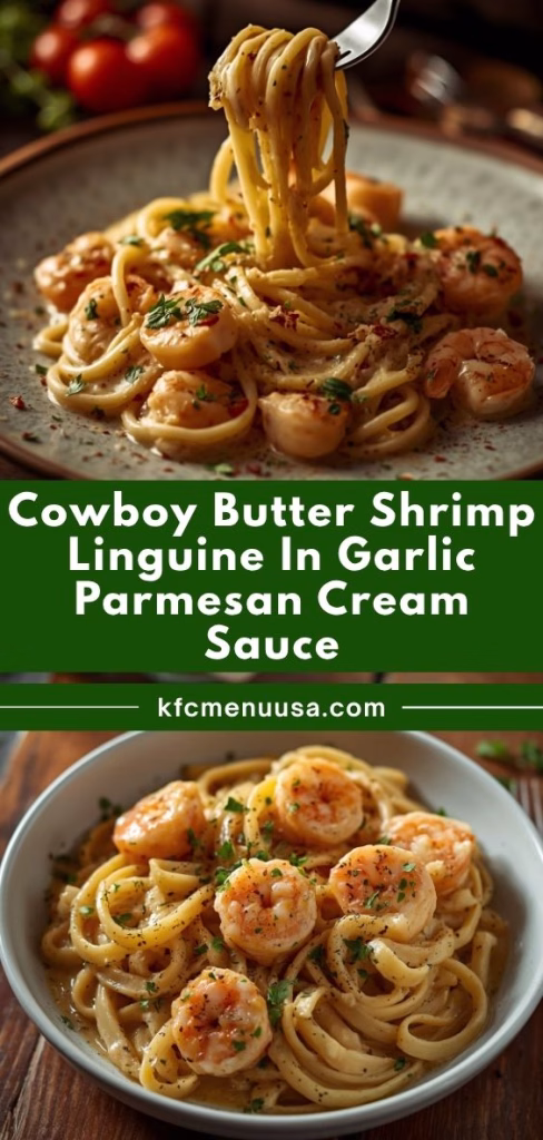 Cowboy Butter Shrimp Linguine in Garlic Parmesan Cream Sauce