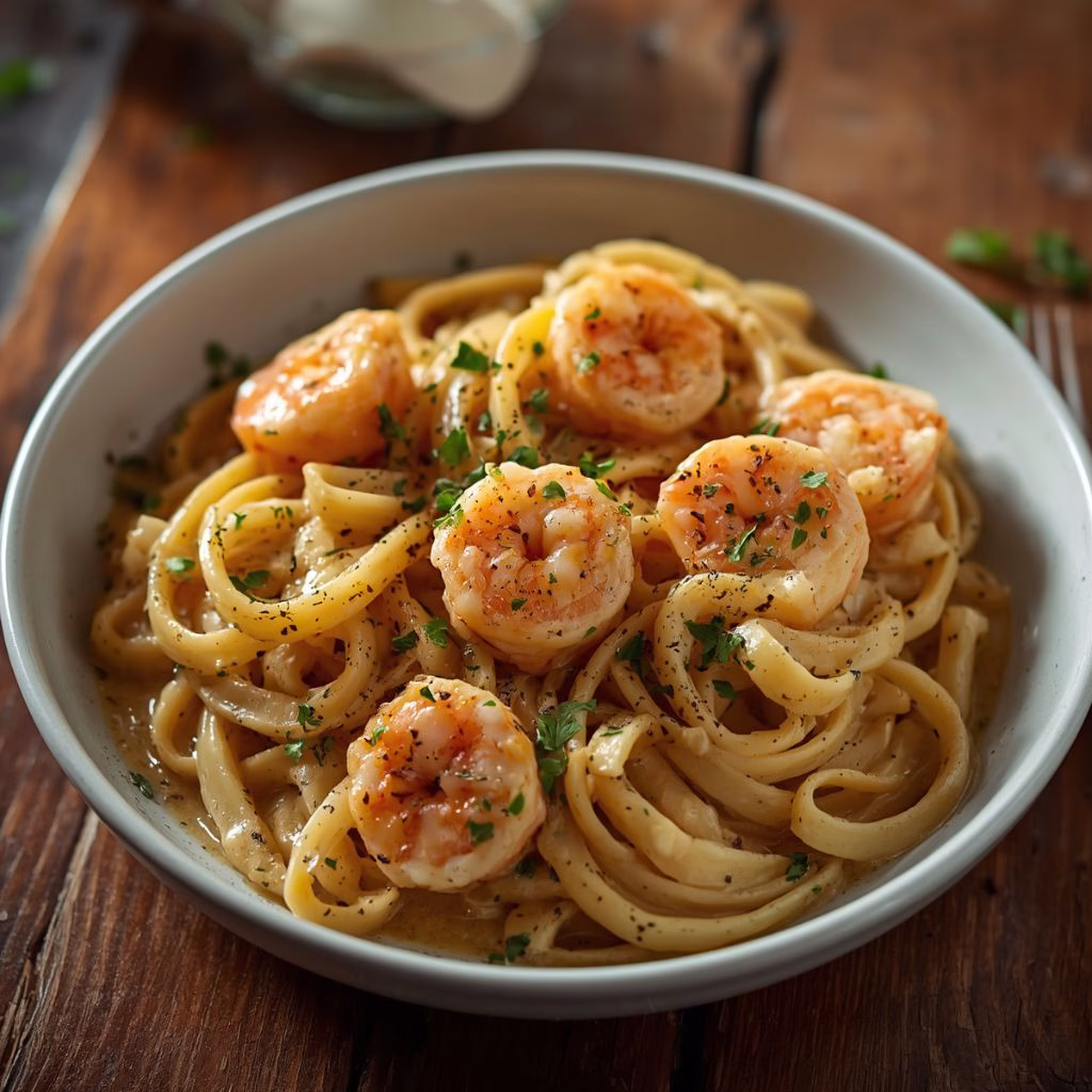 Cowboy Butter Shrimp Linguine in Garlic Parmesan Cream Sauce