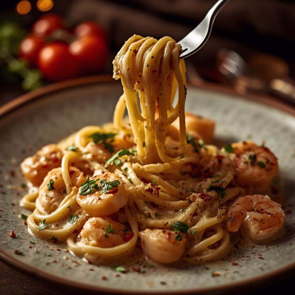 Cowboy Butter Shrimp Linguine in Garlic Parmesan Cream Sauce