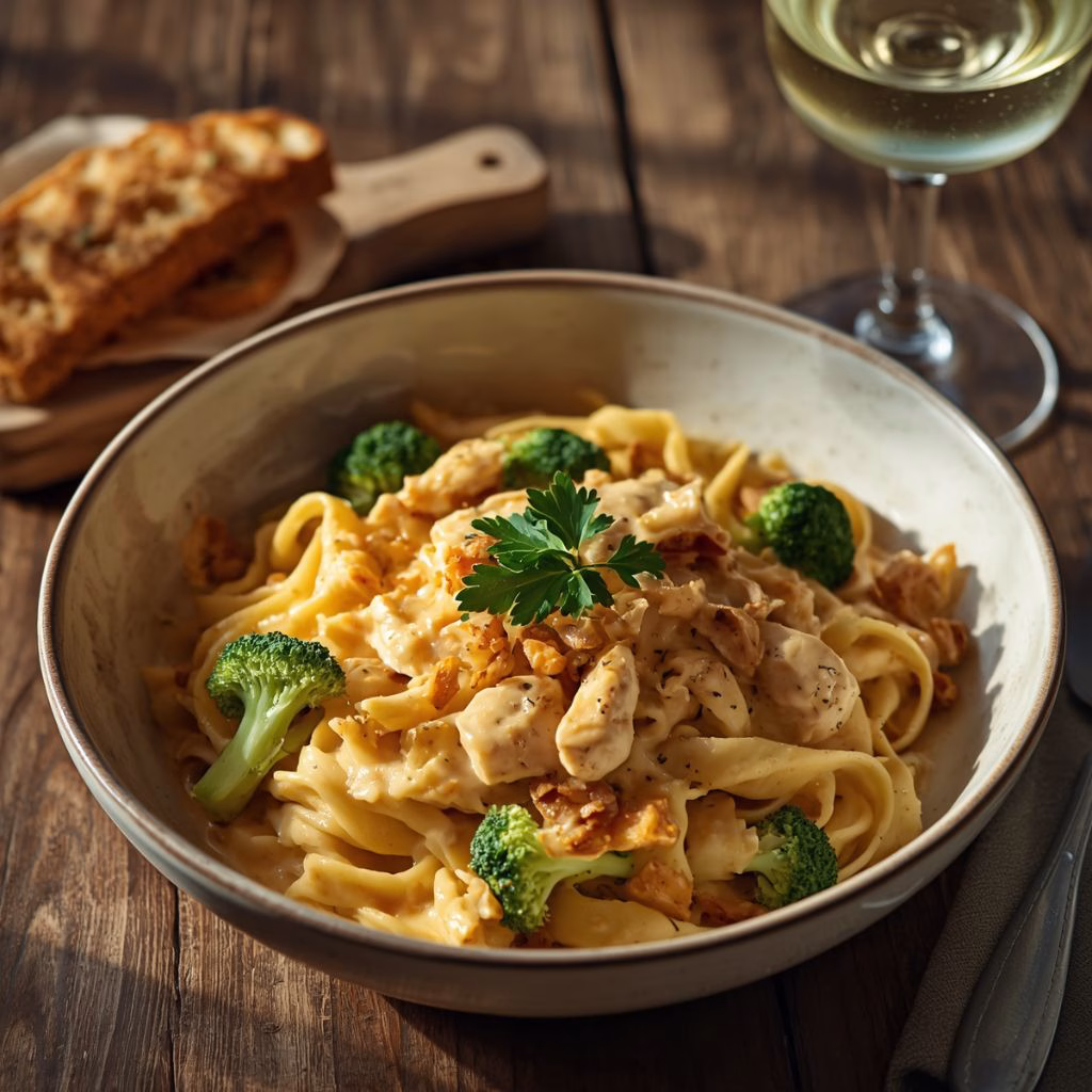 Creamy Chicken Alfredo Fettuccine With Broccoli Recipe