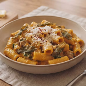Creamy Pumpkin Pasta with Italian Sausage Recipe