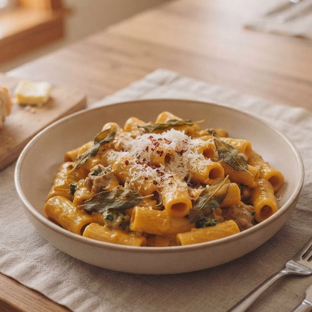 Creamy Pumpkin Pasta with Italian Sausage Recipe