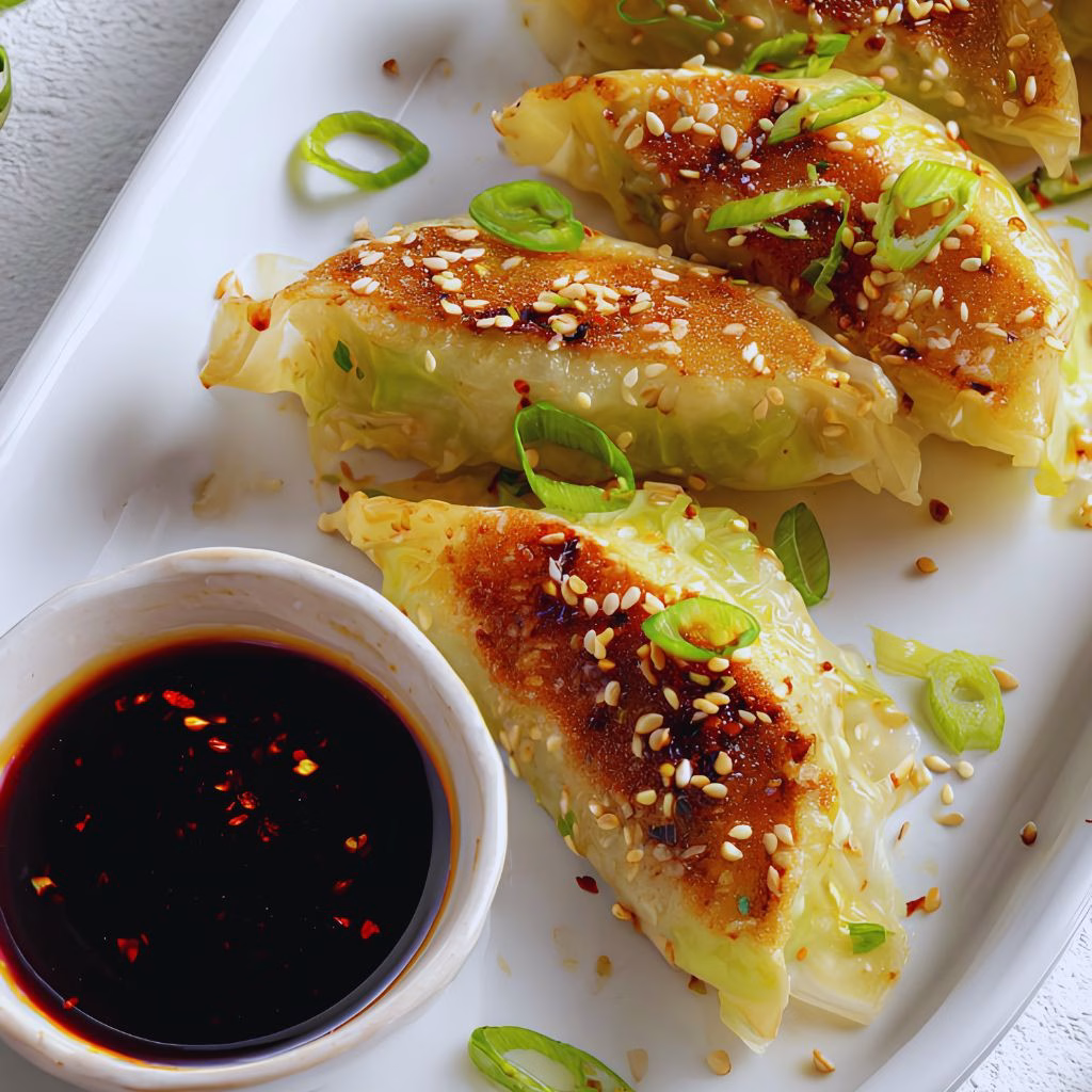 Crispy Cabbage Dumplings with Soy Dipping Sauce Recipe